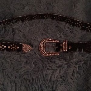 Black snakeskin bedazzled belt